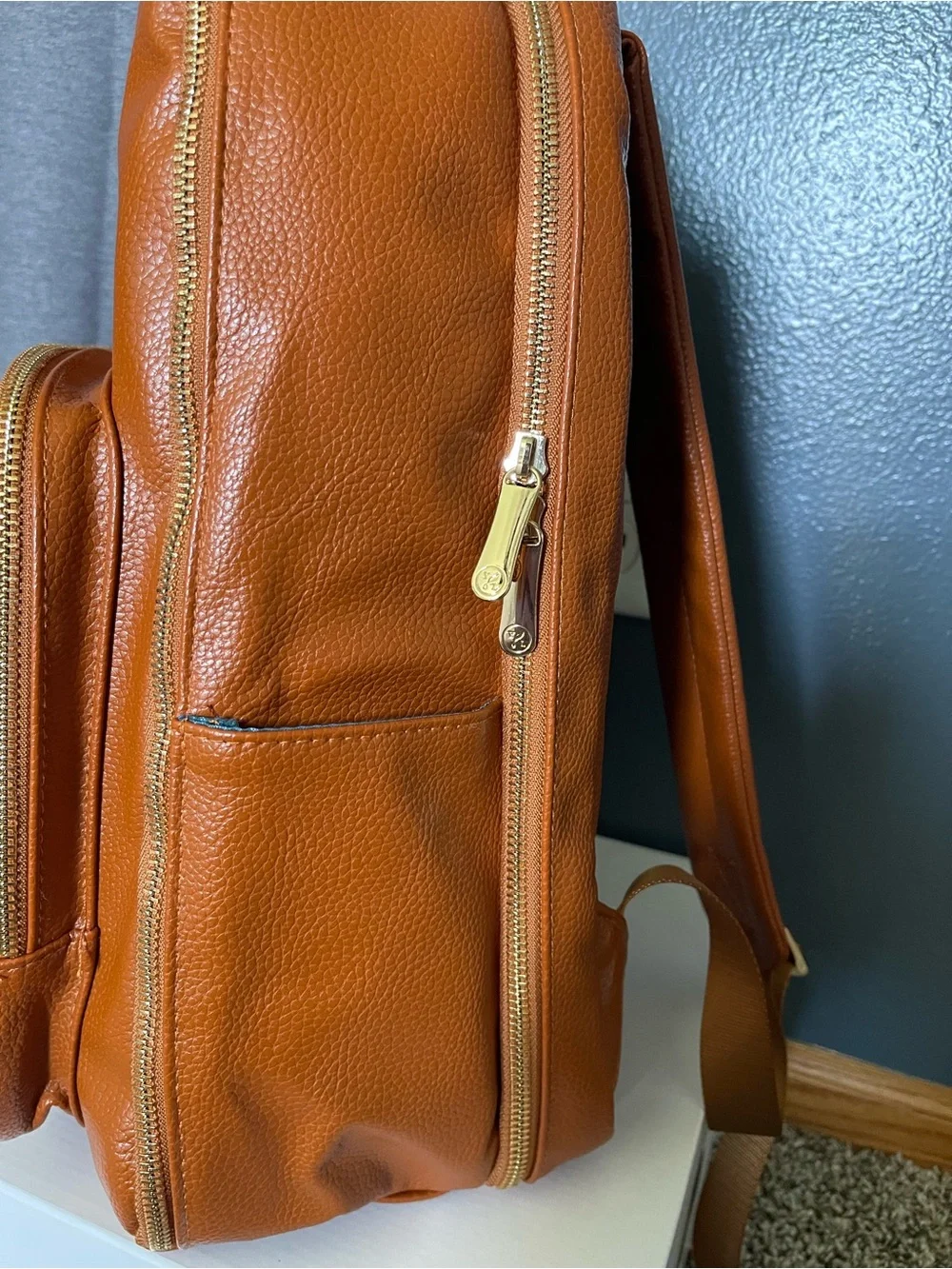 Young Living Cognac Brown Backpack with Tassel Charm